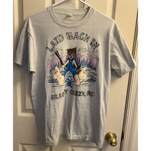 Vtg 80s Laid Back In Grass  Creek‎ NC T-Shirt Redneck Moonshine Mountain Tee XL